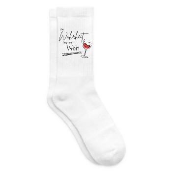 Die Wahrheit liegt im Wein – Weinspruch - Tennissocken - Weiß - Rechts