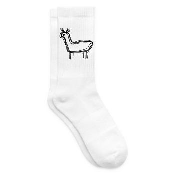 Alpaka handgezeichnet - Tennissocken - Weiß - Rechts