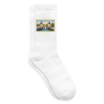 Belgien Kortrijk Vintage Reisemarke - Tennissocken - Weiß - Rechts