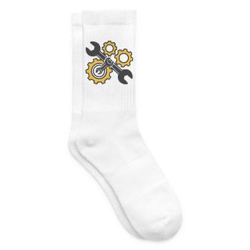 Schraubenschluessel Zahnraeder Grafik - Tennissocken - Weiß - Rechts