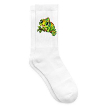 Chamäleon Kawaii Style – Süßes Reptil - Tennissocken - Weiß - Rechts