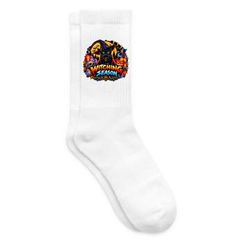 Hexenzeit – Kosmische Halloween-Katze - Tennissocken - Weiß - Rechts