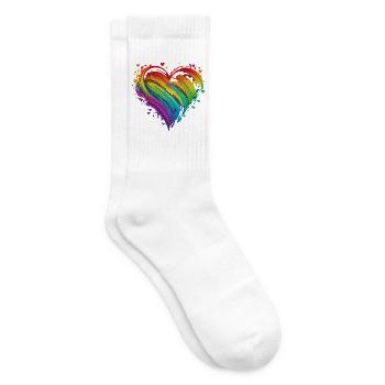 CSD LGBT Regenbogen LGBTQ Herz Pride Just Love - Tennissocken - Weiß - Rechts