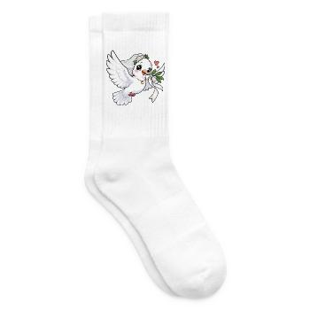 Hochzeitstaube Kawaii Style – Liebe & Hochzeit - Tennissocken - Weiß - Rechts