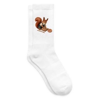 Eichhörnchen mit Fossilabdruck - Tennissocken - Weiß - Rechts