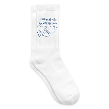 Nur tote Fische gehen mit dem Strom - Tennissocken - Weiß - Rechts