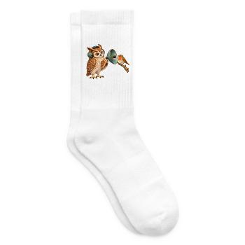 Eule nimmt Vogelstimmen auf - Tennissocken - Weiß - Rechts