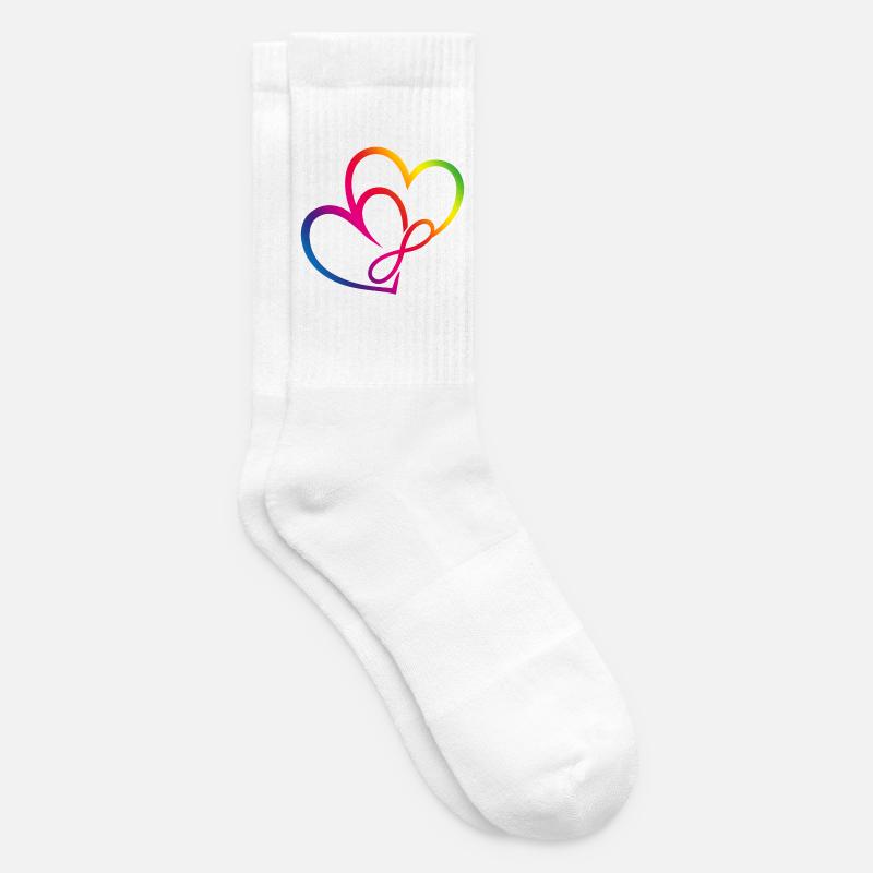Zwei Herzen Regenbogen Infinity Love CSD LGBT - Tennissocken - Weiß
