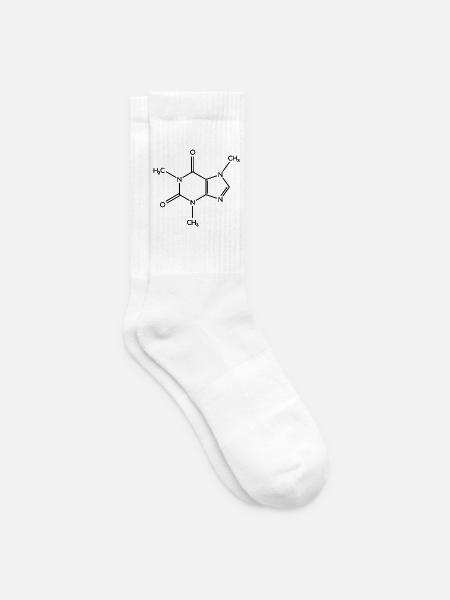 Koffein-Molekül - Strukturformel - Tennissocken - Weiß