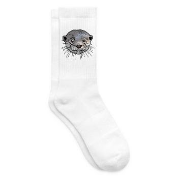 Otter head colored - Tennis socks - white - Right