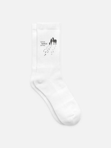 NEVER WALK ALONE - Frau Hund Pferd - Geschenk - Tennissocken - Weiß