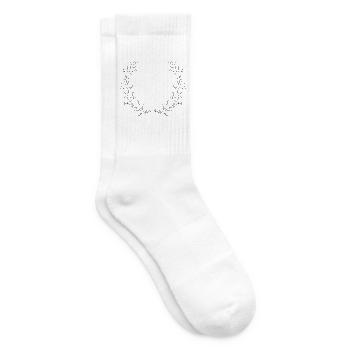 zarte gezeichnete Zweige als halber Kranz - Tennissocken - Weiß - Rechts