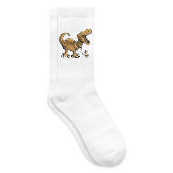 Urzeit Mensch Geht Mit Dino Gassi I Dinosaurier - Tennissocken - Weiß - Rechts