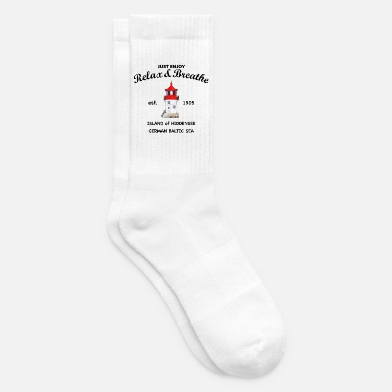 Insel Hiddensee, Leuchtturm Gellen Deutsche Ostsee - Tennissocken - Weiß