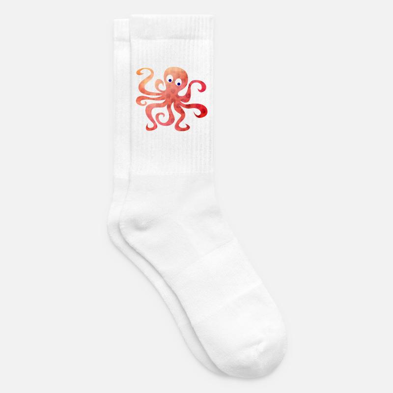 Octopus Dots Squid Tentacule Bande dessinée - Chaussettes de tennis - blanc