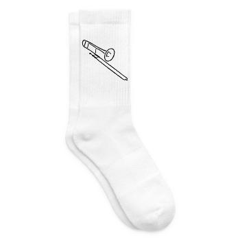 Trombone Sketch Gift for Trombonists - Tennis socks - white - Right