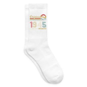 80. Geburtstag Original November Jahrgang 1945  - Tennissocken - Weiß - Rechts