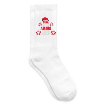 Dear Santa I Really Tried Christmas Humor Funny - Tennis socks - white - Right