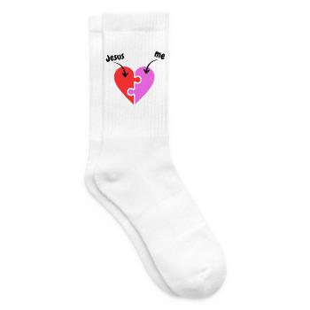 Jésus et moi - Cœur - Puzzle - Christian - Chaussettes de tennis - blanc - Droite