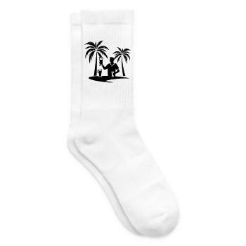 Silhouette de plage de palmiers de vacances - Chaussettes de tennis - blanc - Droite