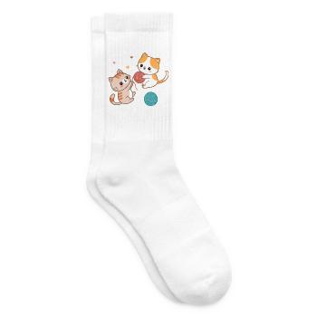 Chatons Joueurs et Pelotes Colorées - Chaussettes de tennis - blanc - Droite