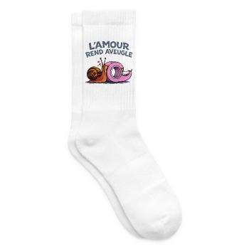 L’amour rend aveugle – humour escargot scotch - Chaussettes de tennis - blanc - Droite