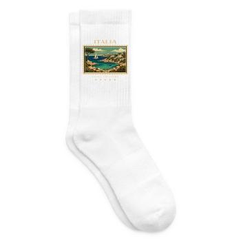 Italien Vintage Reisemarke - Tennissocken - Weiß - Rechts