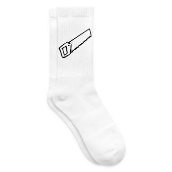 Säge Werkzeug Geschenk Handwerker Geschenk Einzug - Tennissocken - Weiß - Rechts
