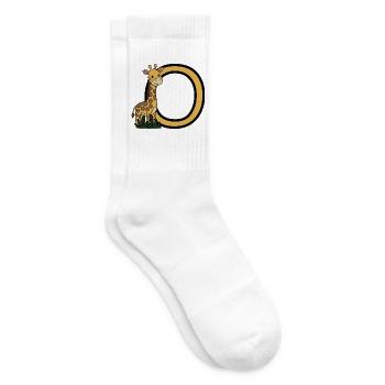 Giraffe and Oval Letter O Cartoon Design - Tennis socks - white - Right