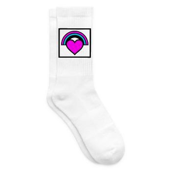 Regenbogen Herz Rahmen Grafik - Tennissocken - Weiß - Rechts