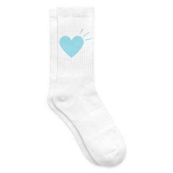 Pastellherz Lichtstrahlen I Azurblaues Herz - Tennissocken - Weiß - Rechts