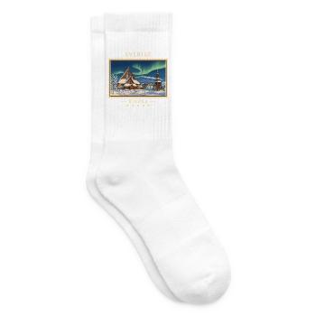 Schweden Kiruna Winter Vintage Reisemarke - Tennissocken - Weiß - Rechts