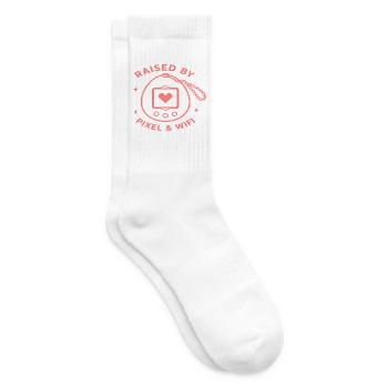 Aufgewachsen mit Pixel & Wifi - Tennissocken - Weiß - Rechts