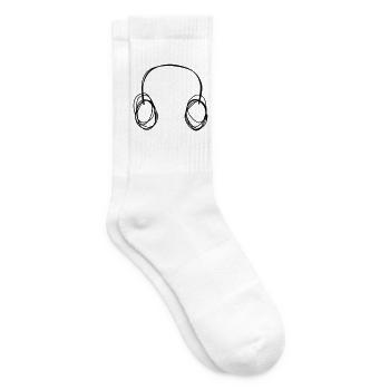 Kopfhörer handgezeichnet - Tennissocken - Weiß - Rechts