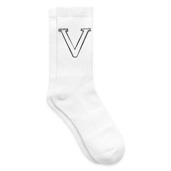Buchstabe V handgezeichnet - Tennissocken - Weiß - Rechts