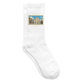 Italien Mailand Vintage Reisemarke - Tennissocken - Weiß - Rechts
