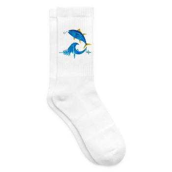 Passion Angeln Herzfrequenz – Angelherzschlag - Tennissocken - Weiß - Rechts