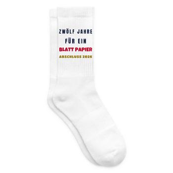 Zwölf Jahre für ein Blatt Papier Abschluss 2026 - Tennissocken - Weiß - Rechts