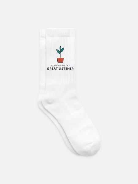 Meine Pflanzen denken, ich bin ein großartiger Zuhörer - Tennissocken - Weiß