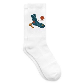 Reparierte Wollsocke und Stopfpilz - Tennissocken - Weiß - Rechts