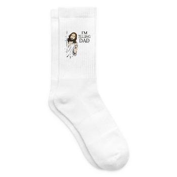 Sprüche: I'M TELLING DAD, Christen Religionen - Tennissocken - Weiß - Rechts