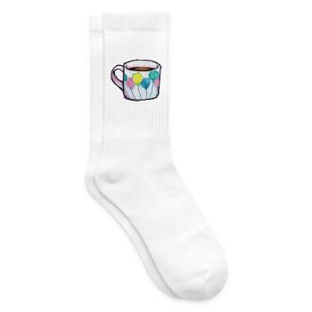 Ballon-Blumenstrauß-Tassen-Sketch - Tennissocken - Weiß - Rechts