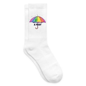 Il Pleut – Lustiger Regenschirm mit Humor - Tennissocken - Weiß - Rechts