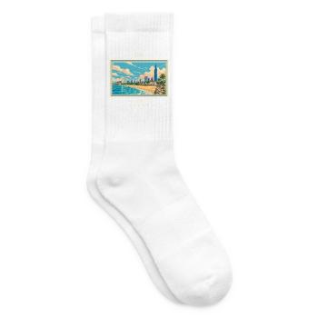 Japan Fukuoka Vintage Reisemarke - Tennissocken - Weiß - Rechts