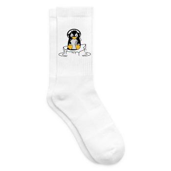 Cooler Pinguin mit Kopfhörern auf Eis - Tennissocken - Weiß - Rechts