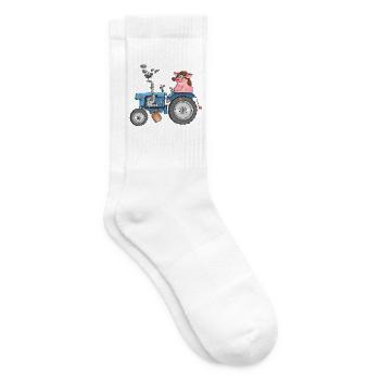Ulkiges Schwein auf Traktor - Tennissocken - Weiß - Rechts