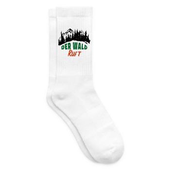Der Wald ruft Förster Waldarbeit Natur Freizeit - Tennissocken - Weiß - Rechts