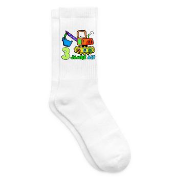 3 Jahre Alt Baufahrzeug Illustration - Tennissocken - Weiß - Rechts