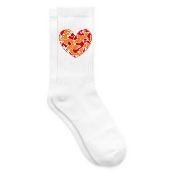 orangenes Herz Herzen Geschenk Muttertag Mutter - Tennissocken - Weiß - Rechts