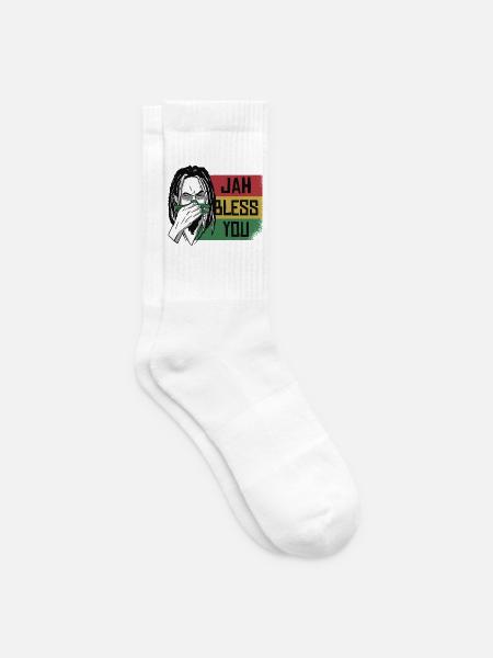 Jah Bless You Rastafari Grafik - Tennissocken - Weiß